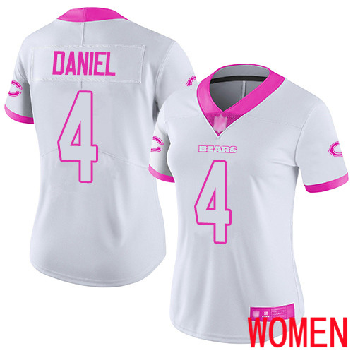 Chicago Bears Limited White Pink Women Chase Daniel Jersey NFL Football #4 Rush Fashion